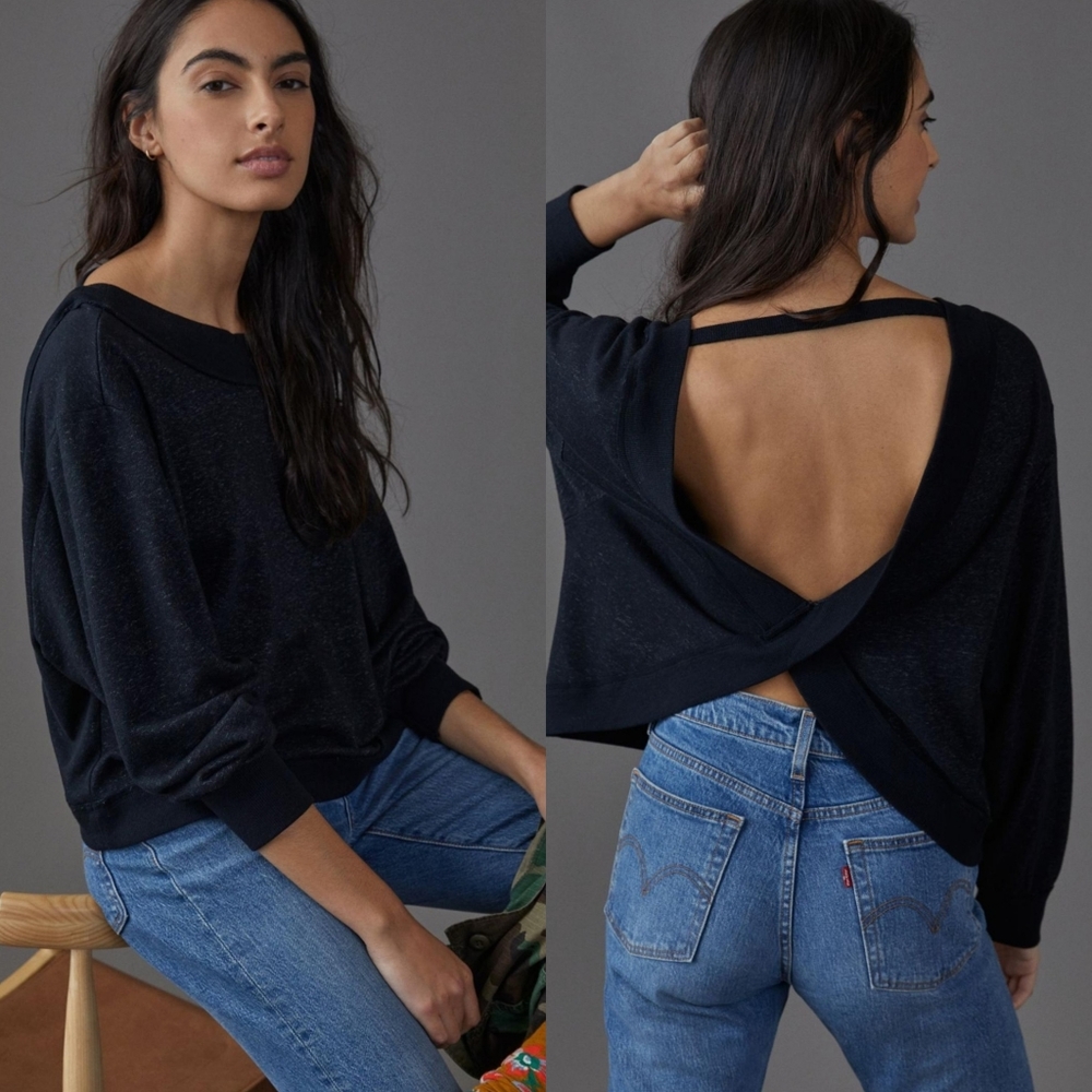 Anthropologie Pilcro Ryanne Open Back Sweatshirt Small